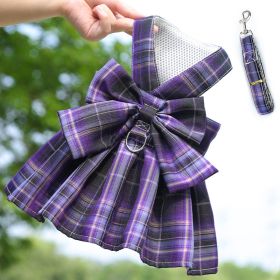 Pet Plaid Skirt Chest Strap Hand Holding Rope