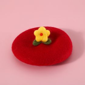 Pet Cat Dog Wool Felt Flower Hat