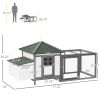 77" Wooden Chicken Coop with Nesting Box, Cute Outdoor Hen House with Removable Tray, Ramp Run, for Garden Backyard, Gray