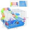 18" 2-Tier Hamster Cage with Wheel and Water Bottle, Blue