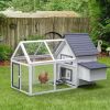 65" Chicken Coop Wooden with Detachable Run, Outdoor Chicken House Poultry Cage Hen with Nesting Box, Removable Tray, Roosting Bars, Ramp, for Garden