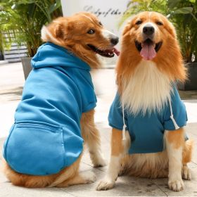 Plaid Dog Hoodie Pet Clothes Sweaters with Hat and Pocket Christmas Classic Plaid Small Medium Dogs Dog Costumes (colour: Big dog zipper pocket sweater lake blue, size: XL (chest circumference 52, back length 40cm))